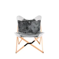 Marbre Home Gri Peluş ve Deri Katlanır Tripolina Koltuk - Görsel 2