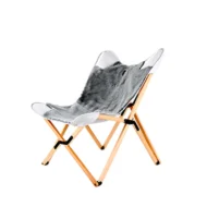 Marbre Home Gri Peluş ve Deri Katlanır Tripolina Koltuk - Görsel 3