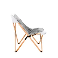 Marbre Home Gri Peluş ve Deri Katlanır Tripolina Koltuk - Görsel 5