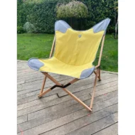Marbre Home Daisy Kanvas Ve Deri Tripolina Katlanır Koltuk Ahşap - Görsel 2