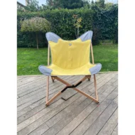 Marbre Home Daisy Kanvas Ve Deri Tripolina Katlanır Koltuk Ahşap