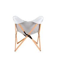 Marbre Home Gri Peluş ve Deri Katlanır Tripolina Koltuk - Görsel 6