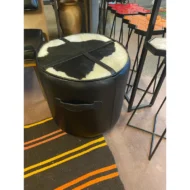 Marbre Home Deri Dokulu ve Çapraz Şeritli Silindir Puf - Görsel 24