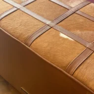 Marbre Home Vintage Sandık Tasarımlı, Dana Post Dikdörtgen Puf - Görsel 12