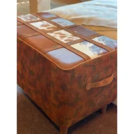 Marbre Home Vintage Sandık Tasarımlı, Dana Post Dikdörtgen Puf - Görsel 16