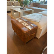 Marbre Home Vintage Sandık Tasarımlı, Dana Post Dikdörtgen Puf - Görsel 18