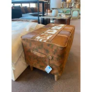Marbre Home Vintage Sandık Tasarımlı, Dana Post Dikdörtgen Puf - Görsel 4