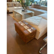 Marbre Home Vintage Sandık Tasarımlı, Dana Post Dikdörtgen Puf - Görsel 5