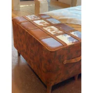 Marbre Home Vintage Sandık Tasarımlı, Dana Post Dikdörtgen Puf - Görsel 7