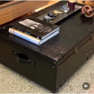 Marbre Home Siyah Kroko Dokulu Vintage Sandık Orta Sehpa - Görsel 5