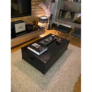 Marbre Home Siyah Kroko Dokulu Vintage Sandık Orta Sehpa