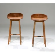 Marbre Home Ahşap Ayaklı ve Egzotik Deri Kaplamalı Bar Sandalyesi - Görsel 8