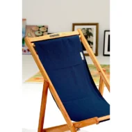 Marbre Home 3 Kademeli Katlanabilir Ahşap Şezlong - Klasik Mavi - Görsel 6