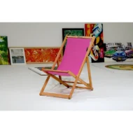 Marbre Home 3 Kademeli Katlanabilir Ahşap Şezlong - Enerjik Pembe - Görsel 2