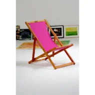 Marbre Home 3 Kademeli Katlanabilir Ahşap Şezlong - Enerjik Pembe - Görsel 4