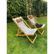 Marbre Home Kışlık Özel Seri 3 Kademeli Ahşap Şezlong - Kırçıllı Gri Peluş ve Deri Yastıklı - Görsel 6