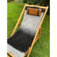 Marbre Home Kışlık Özel Seri 3 Kademeli Ahşap Şezlong - Koyu Geçişli Peluş ve Deri Yastıklı - Görsel 4