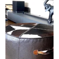 Marbre Home Eskitme Dokulu ve Dana Post Yuvarlak Puf - Görsel 10