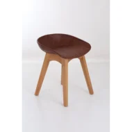 Marbre Home Ahşap Ayaklı ve Egzotik Deri Kaplamalı Kısa Tabure - Görsel 2