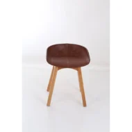 Marbre Home Ahşap Ayaklı ve Egzotik Deri Kaplamalı Kısa Tabure