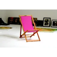 Marbre Home 3 Kademeli Katlanabilir Ahşap Şezlong - Enerjik Pembe - Görsel 5