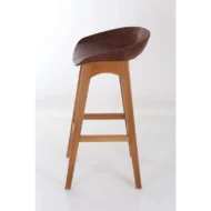 Marbre Home Ahşap Ayaklı ve Egzotik Deri Kaplamalı Bar Sandalyesi - Görsel 5